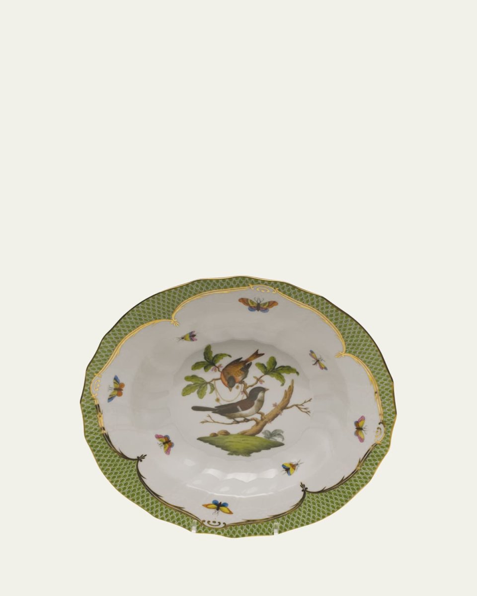Rothschild Bird Green Motif 04 Rim Soup Bowl